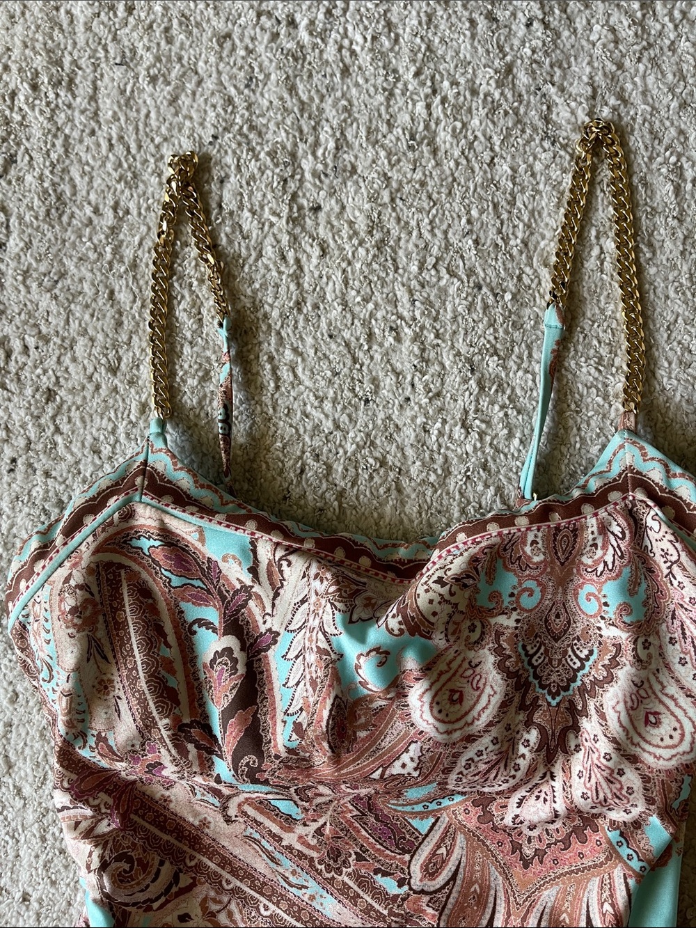 L’agence Remi One Piece Swimsuit in Paisley BROWN/ICE BLUE PAISLEY - Picture 6 of 9